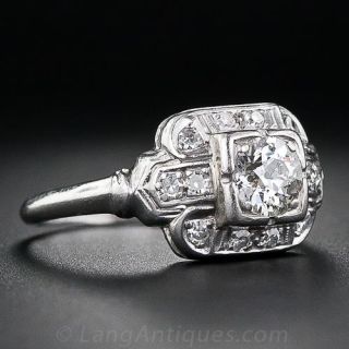 .45 Carat  Platinum and Diamond Art Deco Engagement Ring