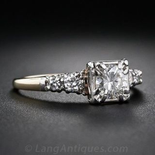 .45 Carat Two-Tone Vintage Diamond Engagment Ring, Circa 1940s