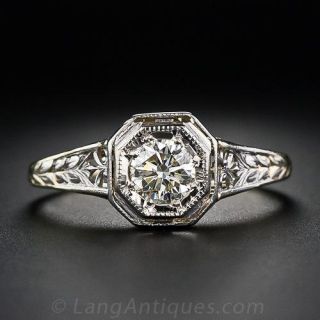 .45 Carat VintageTwo-Tone Engagement Ring