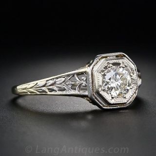.45 Carat VintageTwo-Tone Engagement Ring