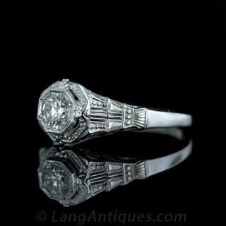 .45 ct. Euro Diamond in 18k White Gold Deco Ring 
