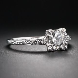 .49 Carat Diamond and Palladium Engagement Ring - circa 1940s