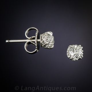 .49 Carat Old Mine Cut Diamond Stud Earrings in Platinum
