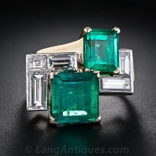 5.00 Carats Mid-Century Emerald and Diamond Ring