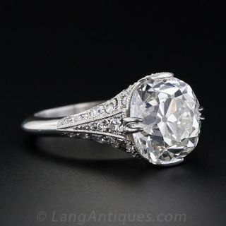 5.00 ct. Antique Cushion-Cut French Made Diamond Ring