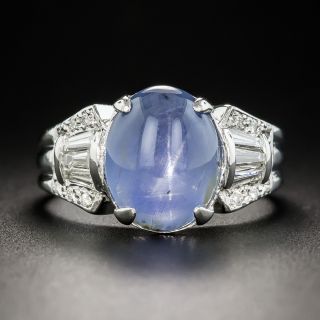 5.06 Carat Natural No-Heat Lavender Star Sapphire Platinum Diamond Ring 