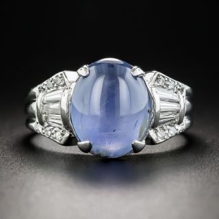 5.06 Carat Natural No-Heat Lavender Star Sapphire Platinum Diamond Ring 