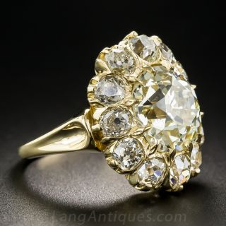 5.07 Carat Antique Cushion-Cut Diamond Halo Ring - GIA