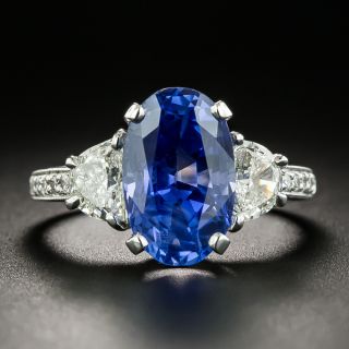 5.08 Carat No-Heat Ceylon Sapphire Platinum Diamond Ring - GIA - 2