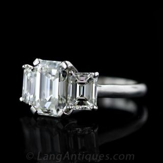 5.09 ct. Total Weight Three-Stone Emerald-Cut Diamond Ring