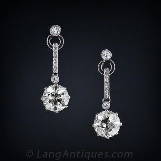 5.15 Carat Art Deco Diamond Drop Earrings