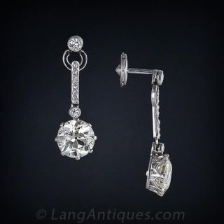 5.15 Carat Art Deco Diamond Drop Earrings