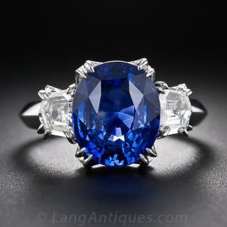 5.16 Carat Oval Sapphire and Diamond Ring