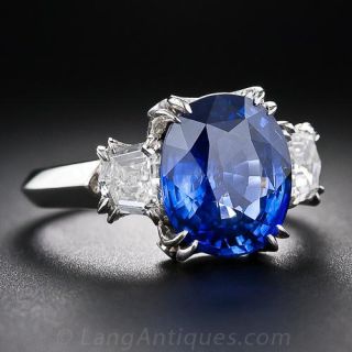 5.16 Carat Oval Sapphire and Diamond Ring