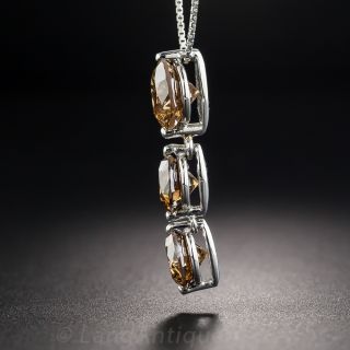 5.17 Carat Three-Stone Natural Brown Diamond Platinum Pendant 