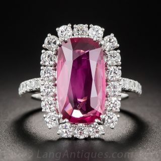 5.22 Carat Natural No-Heat Ruby and Diamond Ring