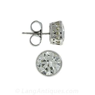 5.34 Carat Antique Diamond Stud Earrings