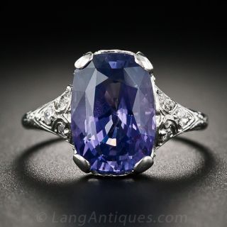 5.35 Carat Natural, Unheated Violet Sapphire Ring