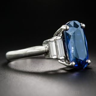 5.35 Carat Sapphire, Diamond and Platinum Ring
