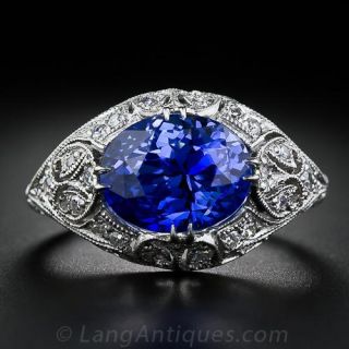 5.44 Carat Sapphire and Diamond Edwardian Ring