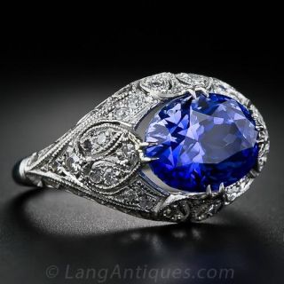 5.44 Carat Sapphire and Diamond Edwardian Ring