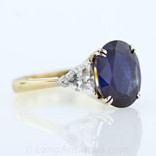 5.48 Carat  Oval Sapphire and Diamond Ring