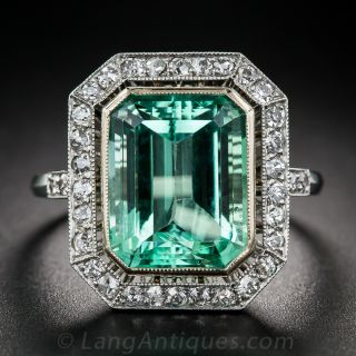 5.50 Carat Green Beryl and Diamond Ring