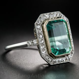 5.50 Carat Green Beryl and Diamond Ring