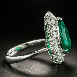 5.85 Carat Pear Shaped Colombian Emerald and Diamond Ring 