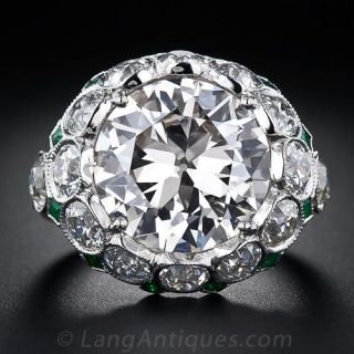 5.92 Carat European-Cut Diamond Art Deco Style Ring