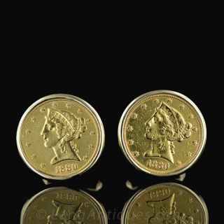  5 Liberty Head Gold Coin Cufflinks Main View