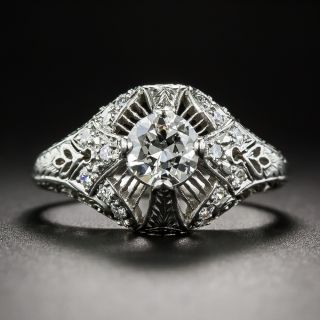 .50 Carat Diamond and Platinum Art Deco Engagement Ring