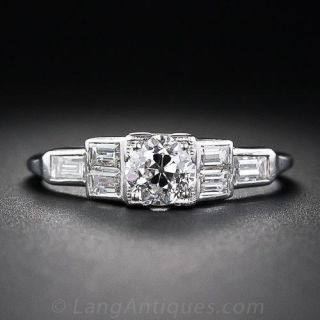 .50 Carat Diamond and Platinum Art Deco Engagement Ring
