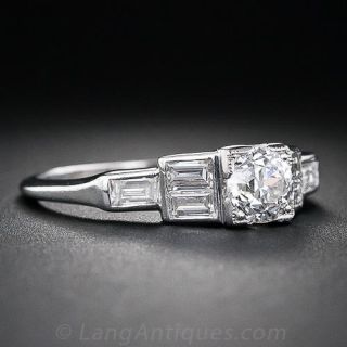 .50 Carat Diamond and Platinum Art Deco Engagement Ring