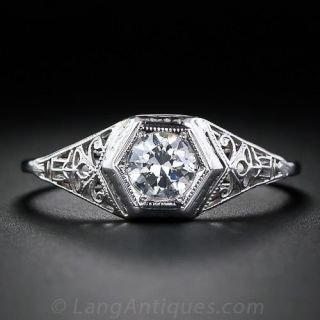 .50 Carat Diamond Filigree Vintage Solitare Ring