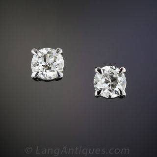 .50 Carat European-Cut Diamond Stud Earrings