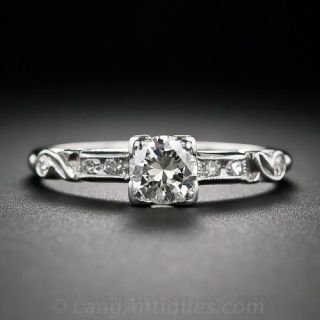 .50 Carat Late Deco Platinum and Diamond Engagement Ring