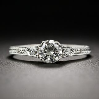 .50 Carat Platinum and Diamond 1920s Engagement Ring