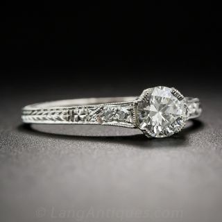 .50 Carat Platinum and Diamond 1920s Engagement Ring