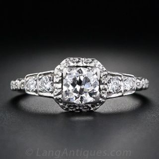 .50 Carat Platinum and  Diamond Art Deco Engagement Ring