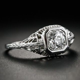 .50 Carat Vintage Filigree Diamond Engagement Ring