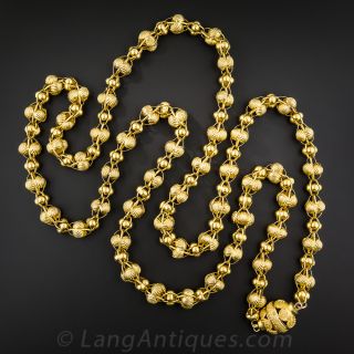 50 Inch 18K Antique Bead Necklace 