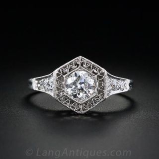  .51 Carat Early Art Deco Diamond Engagement Ring