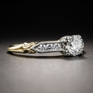 .52 Carat Diamond 1940s Vintage Two-Tone Engagement Ring