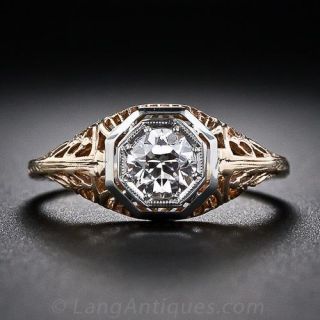 .52 Carat Diamond and Two-Tone Gold Vintage Engagement Ring