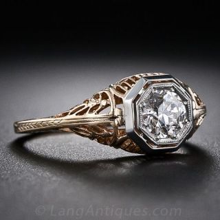 .52 Carat Diamond and Two-Tone Gold Vintage Engagement Ring