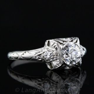 .52 Carat  European Cut Diamond Deco Engagement Ring