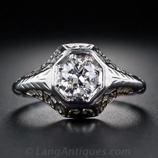 .53 Carat  Diamond Art Deco Solitare Engagement Ring 