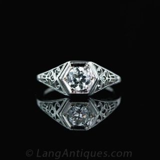 .53 Carat European Cut Diamond Art Deco Ring Main View