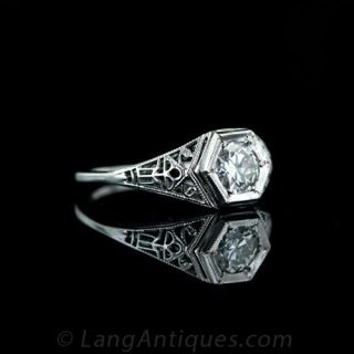 .53 Carat European Cut Diamond Art Deco Ring